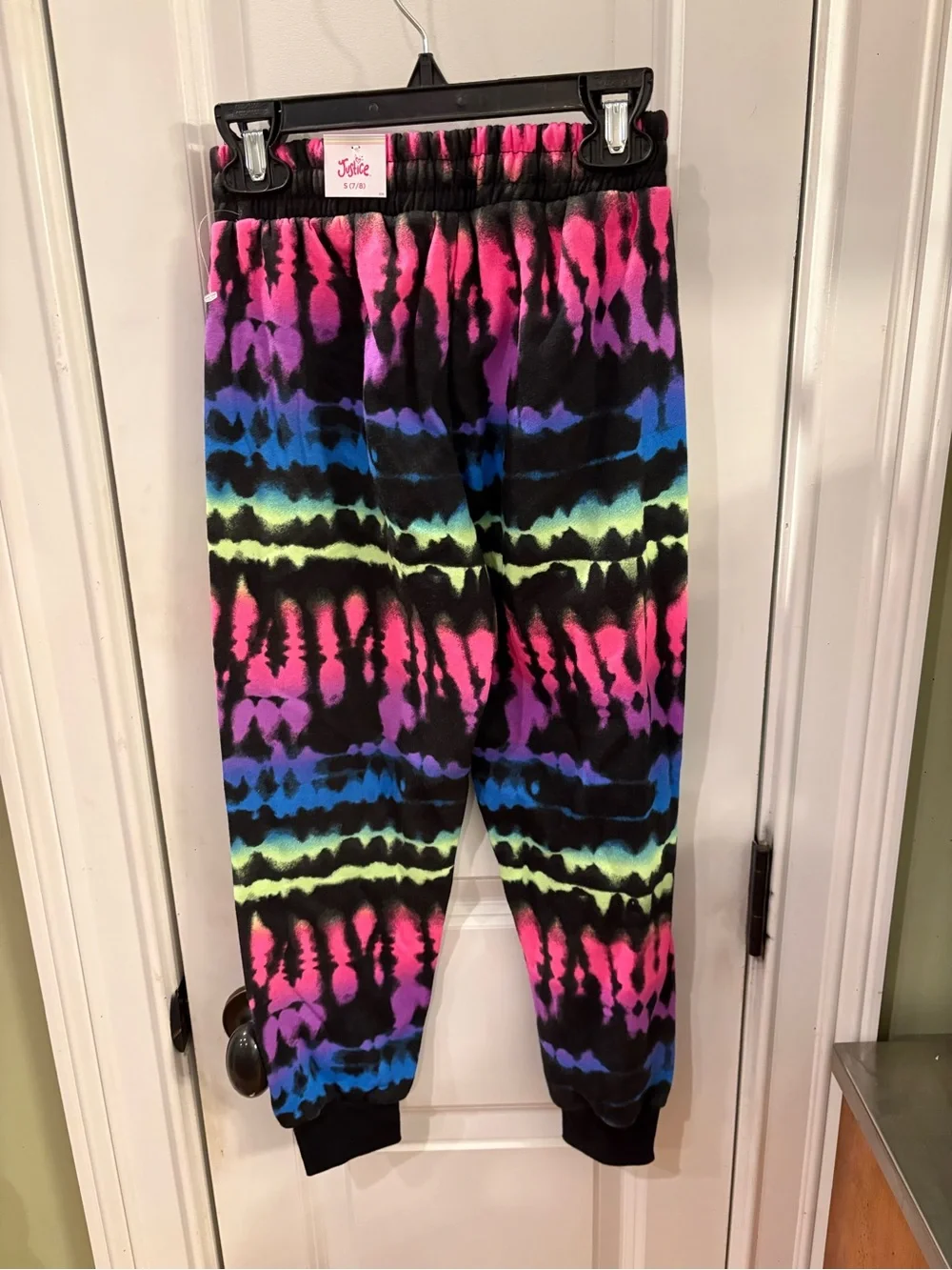 NWT Justice Pink and Black Tie-Dye Lounge Pants girls size S (7/8) sku TR182